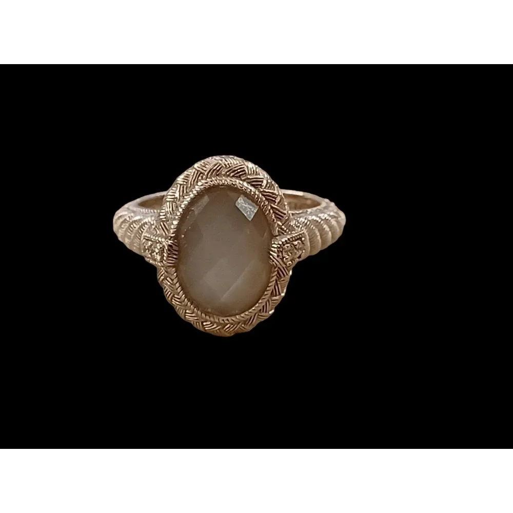 Judith Ripka 925 Sterling Silver Oval Natural Stone Size 9.75 Statement Ring - Picture 5 of 8